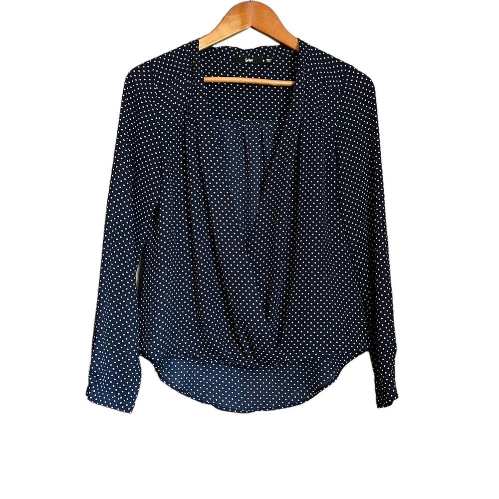 3 for $30! Sportsgal navy polka dot blouse